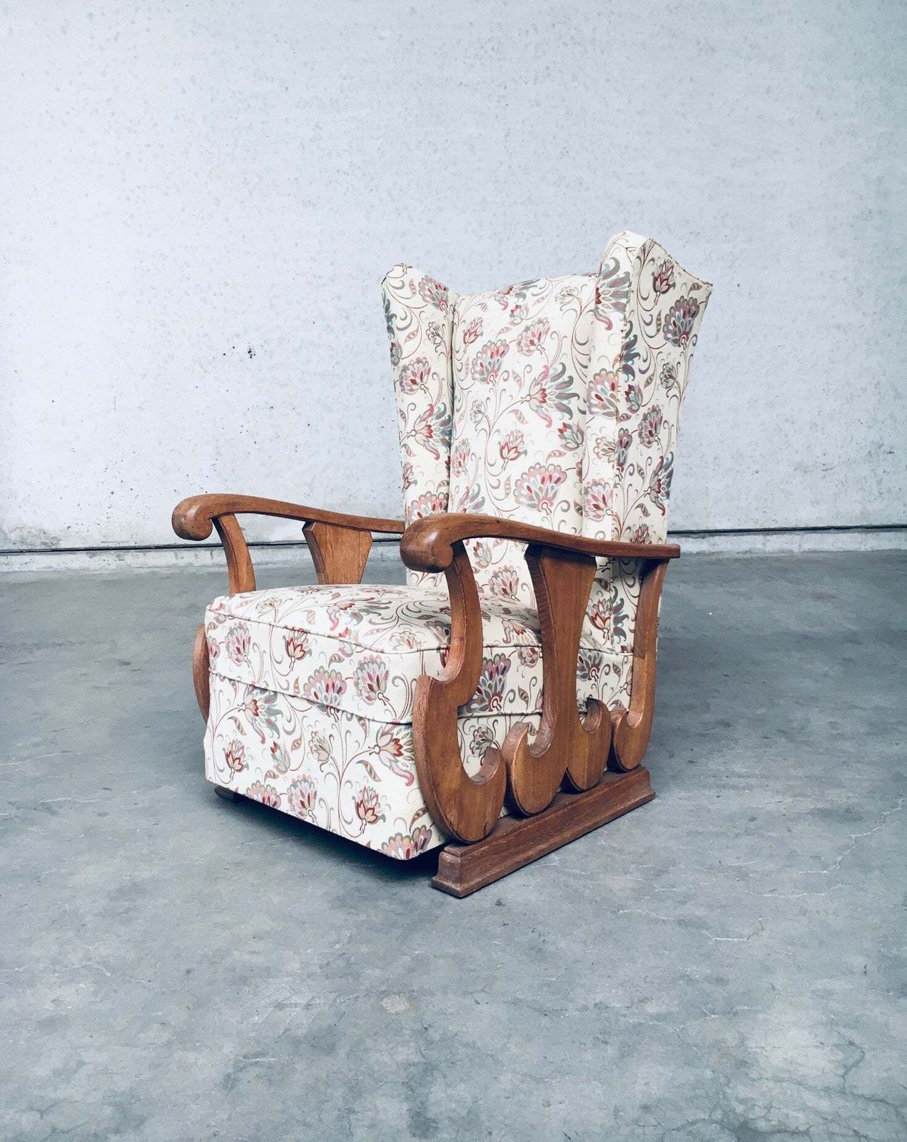 1667.8 Early 1900's Design High Wing Back Armchair Fauteuil Set photo