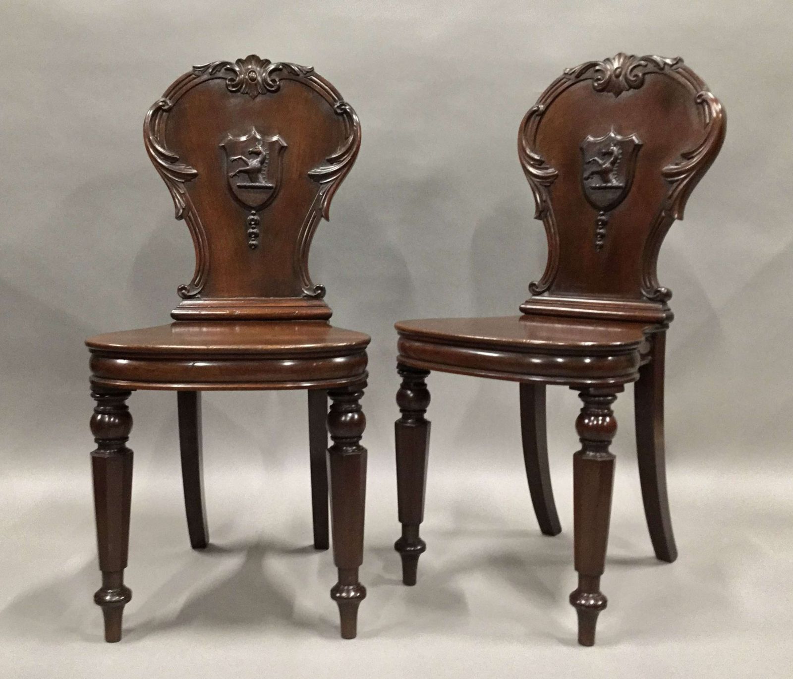 Good Quality George IV Substantial Pair Of Mahogany Hall Chairs