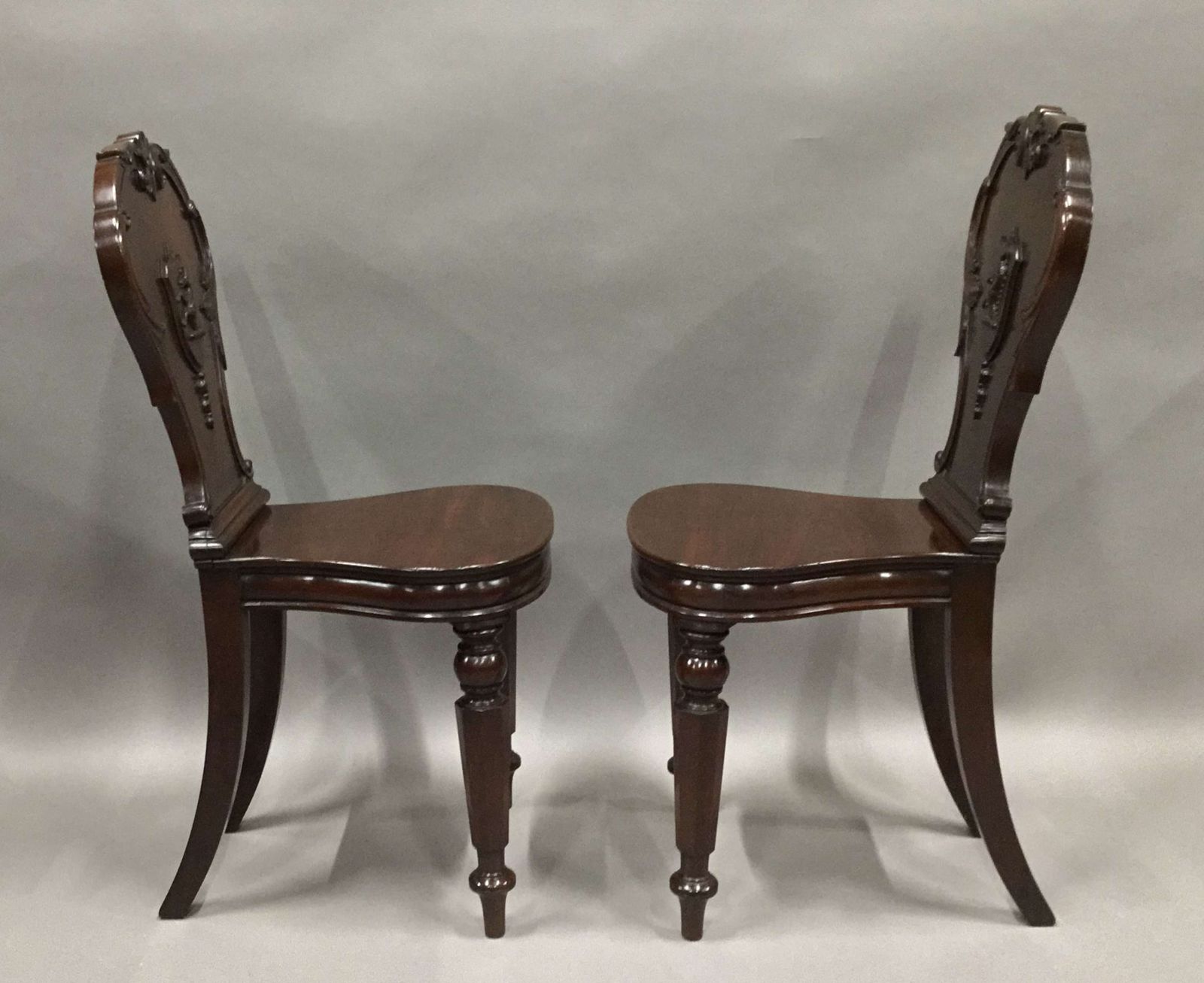 photo vinterior Good Quality George IV Substantial Pair Of Mahogany Hall Chairs