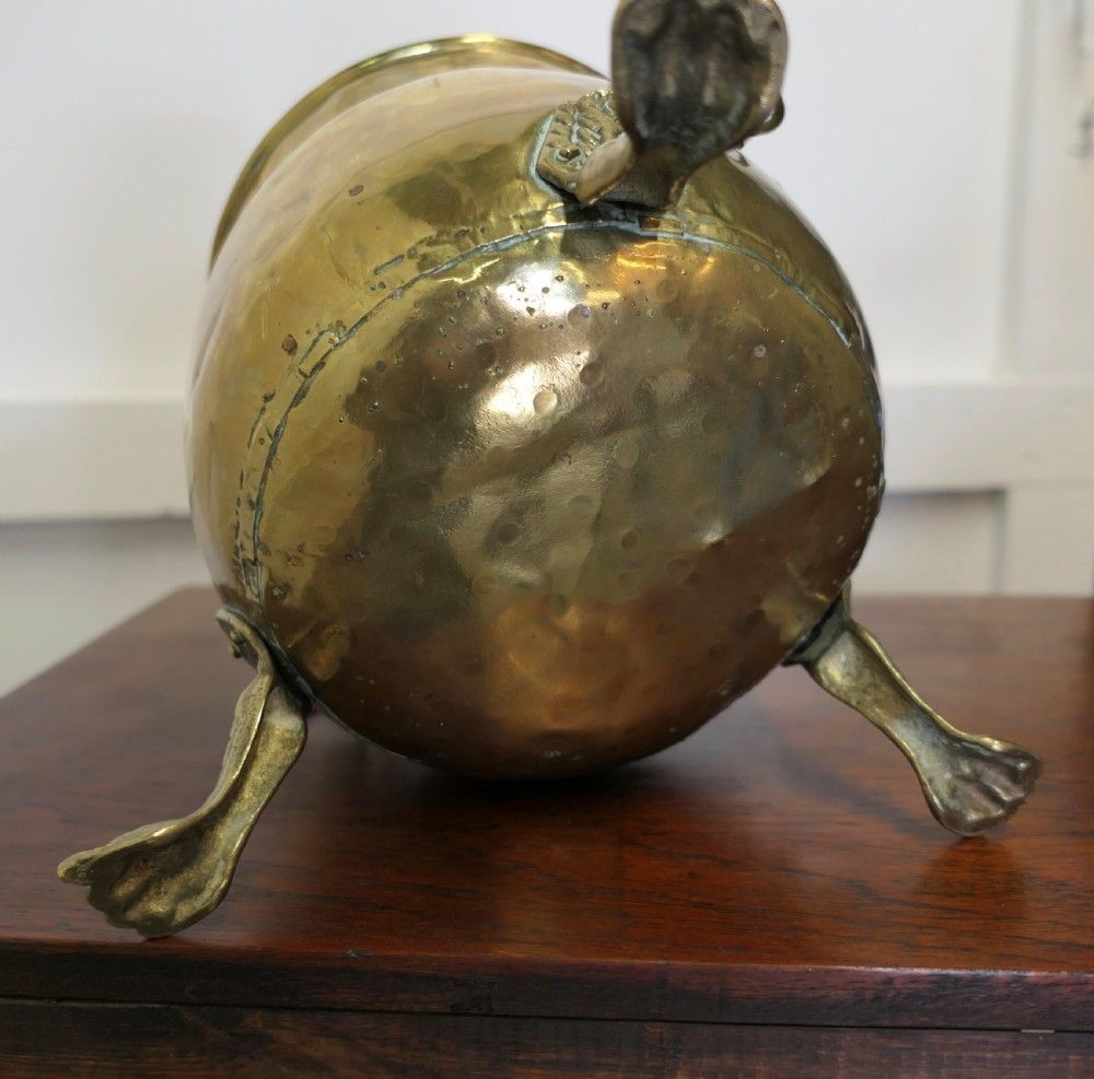 Large Victorian Brass Jardinière With Lions Mask & Hairy Paw Feet photo 300.0