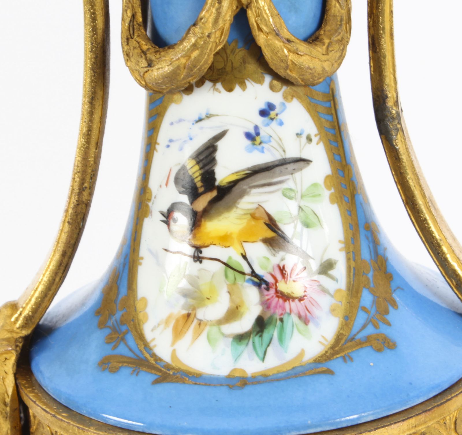Antique Pair French Bleu Celeste  Sevres Urns 19th C photo Home Decor