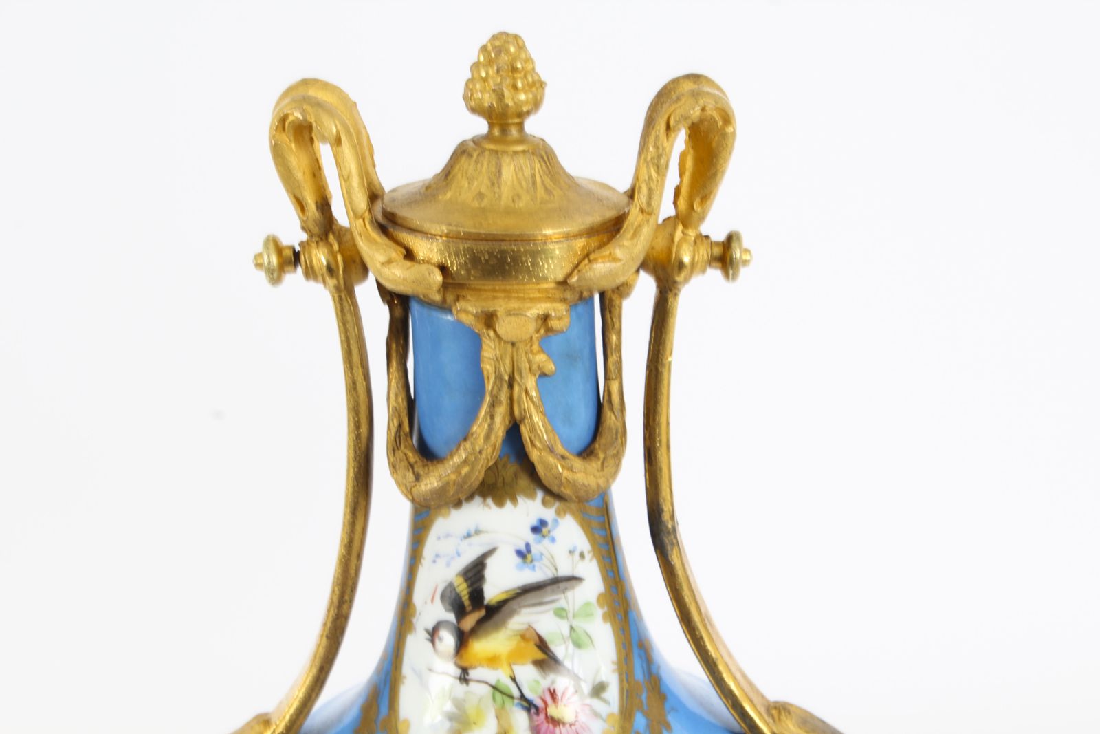 Antique Pair French Bleu Celeste  Sevres Urns 19th C photo 1325.0