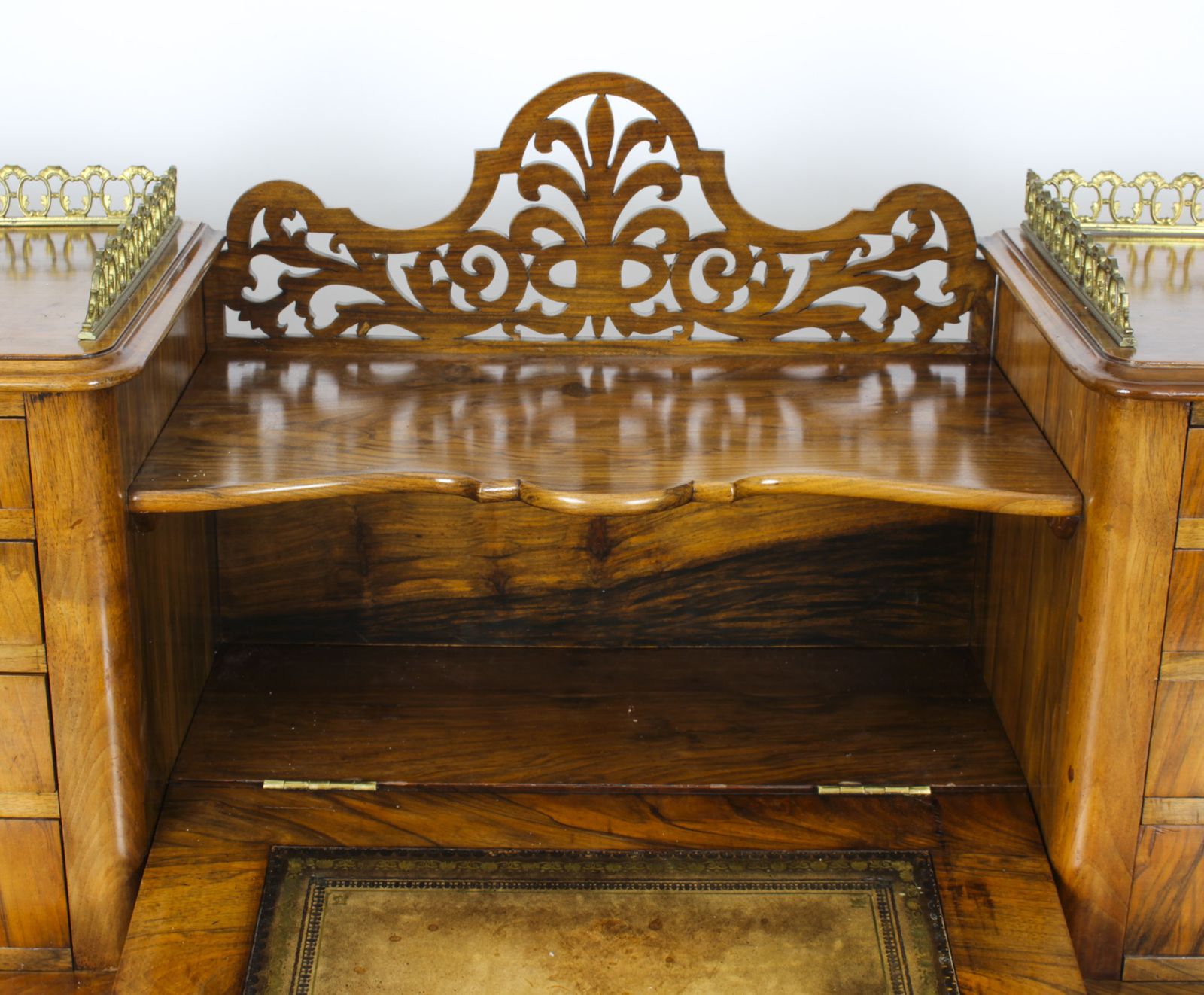 Victorian Burr Walnut Dickens Pedestal Desk C. 1880 19th C photo Furniture