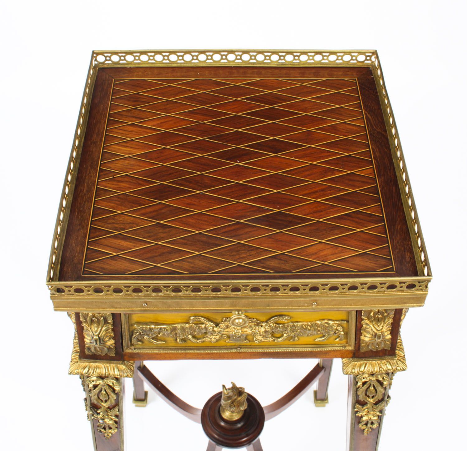 photo furniture Antique French Parquetry Ormolu Mounted Stand Att François Linke 19th Century