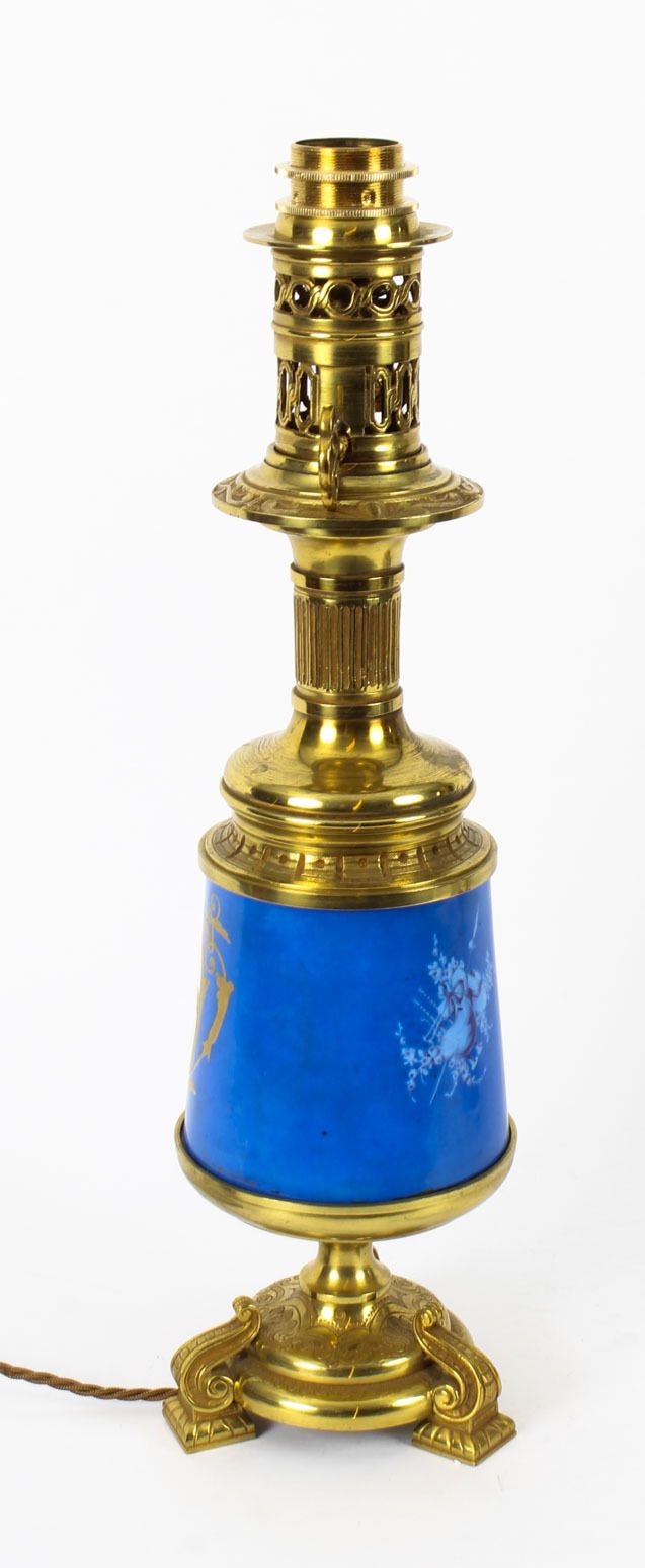 Antique Pair Large French Bleu Celeste Sevres Vases Lamps 19th C photo buy