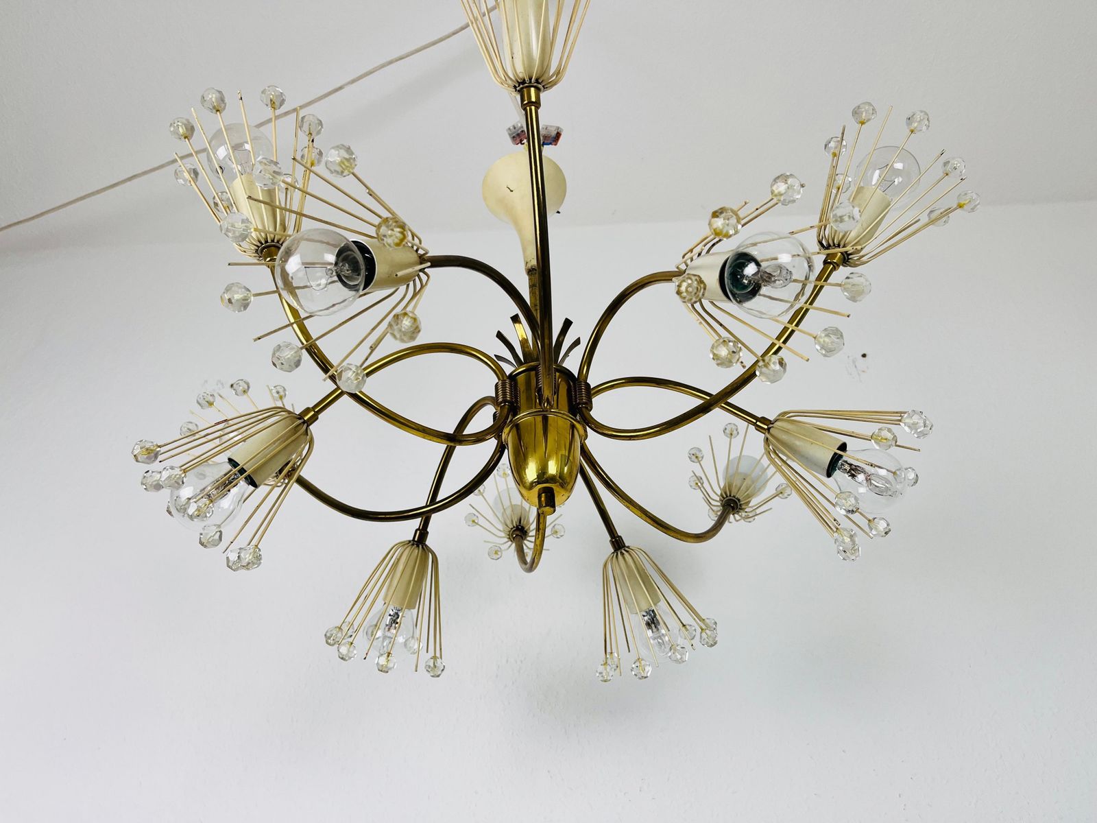 Glass And Brass Chandelier By Emil Stejnar For Rupert Nikoll, 1960s photo buy