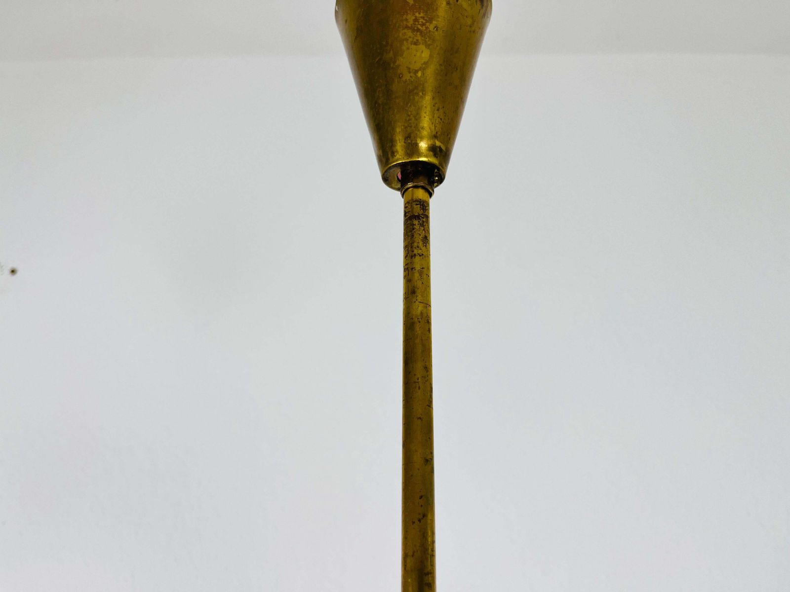 photo buy Italian Midcentury Brass And Glass Chandelier, 1950s