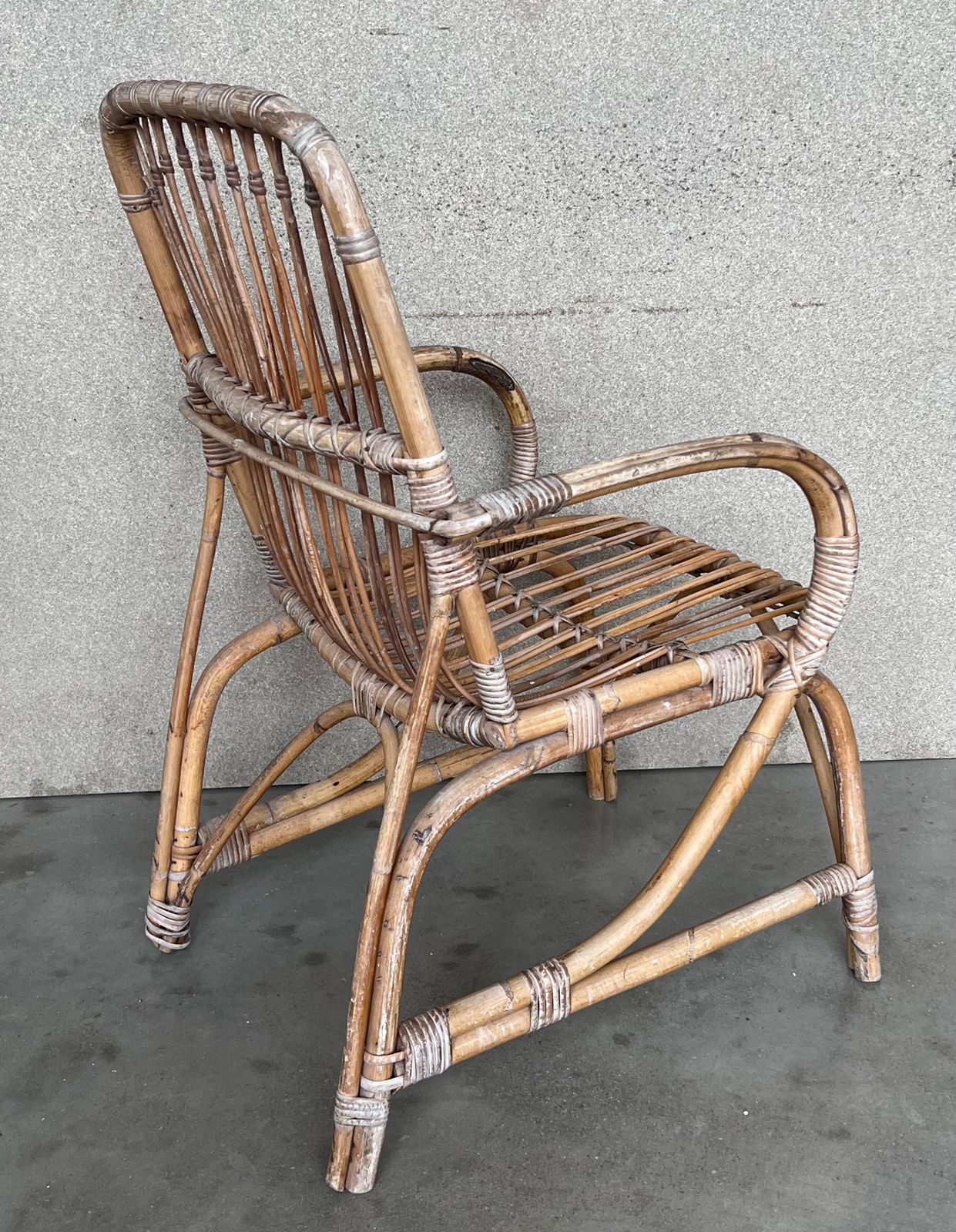 1960s Pair Of Spanish Bamboo Armchairs With Rectangular Back Rest photo 1279.0
