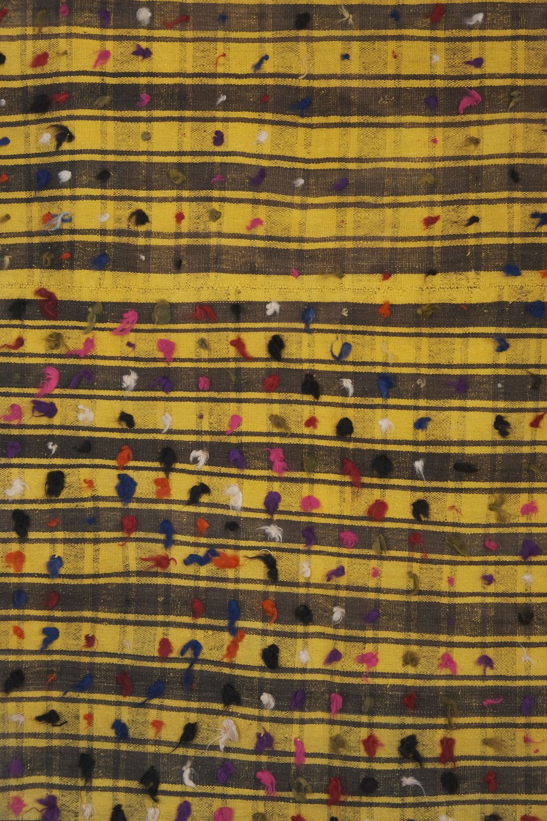 Textiles Striped Yellow Turkish Kilim With Tulu Details 6'8'' X 7'5'' photo