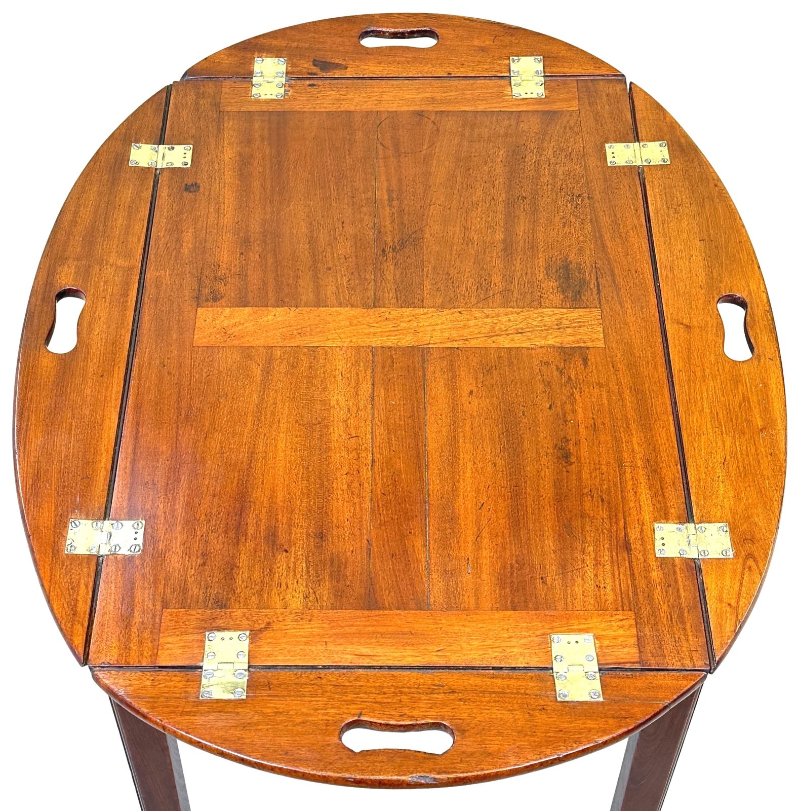 Georgian Mahogany Oval Butlers Tray On Stand (England, Circa 1800) photo vintage