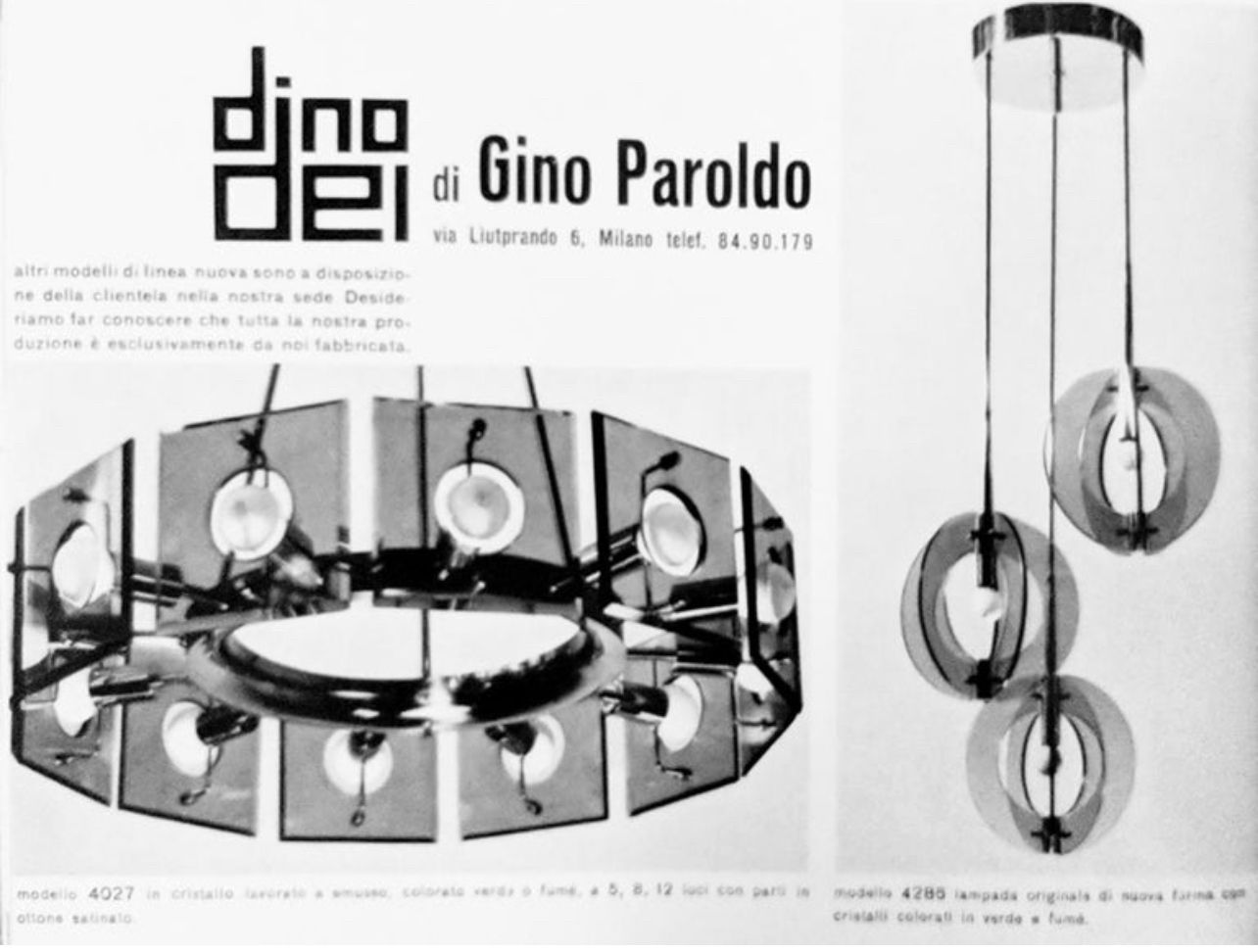 Lighting Gino Paroldo, Modernist Brass And Smoked Glass Chandelier. Italy 1960s photo