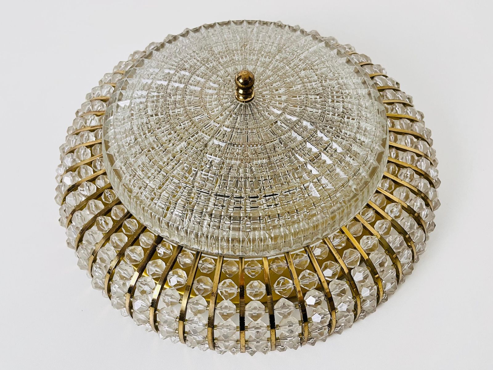 Glass And Brass Flush Mount By Emil Stejnar For Rupert Nikoll, 1960s photo for sale