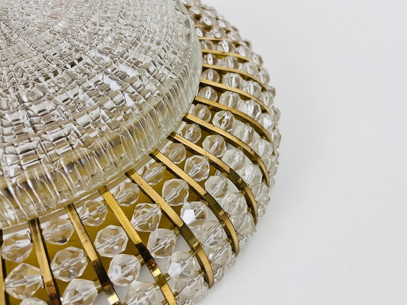 Glass And Brass Flush Mount By Emil Stejnar For Rupert Nikoll, 1960s photo vinterior