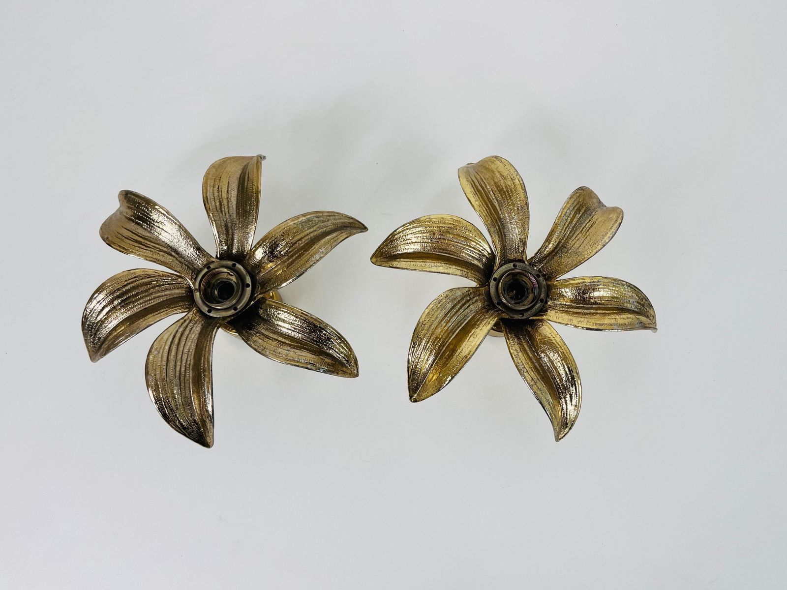 Set Of 2 Golden Florentine Flower Shape Flushmounts By Willy Daro For Massive photo furniture