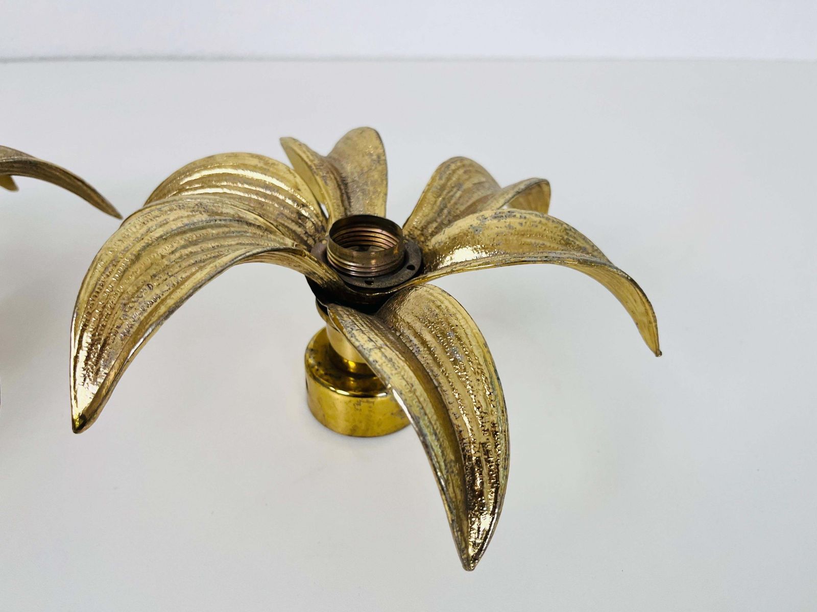 Set Of 2 Golden Florentine Flower Shape Flushmounts By Willy Daro For Massive photo vinterior