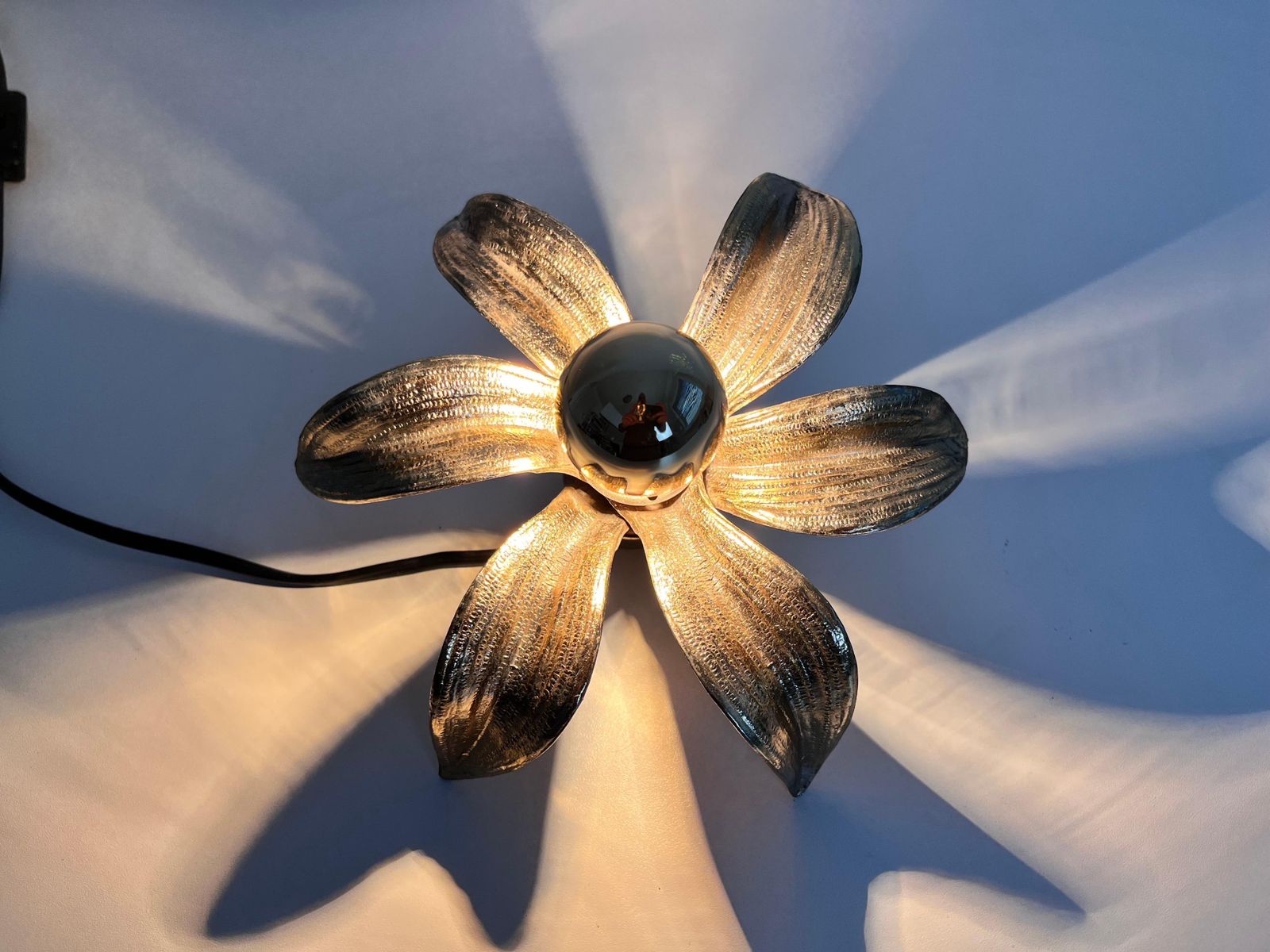 683.0 Set Of 2 Golden Florentine Flower Shape Flushmounts By Willy Daro For Massive photo