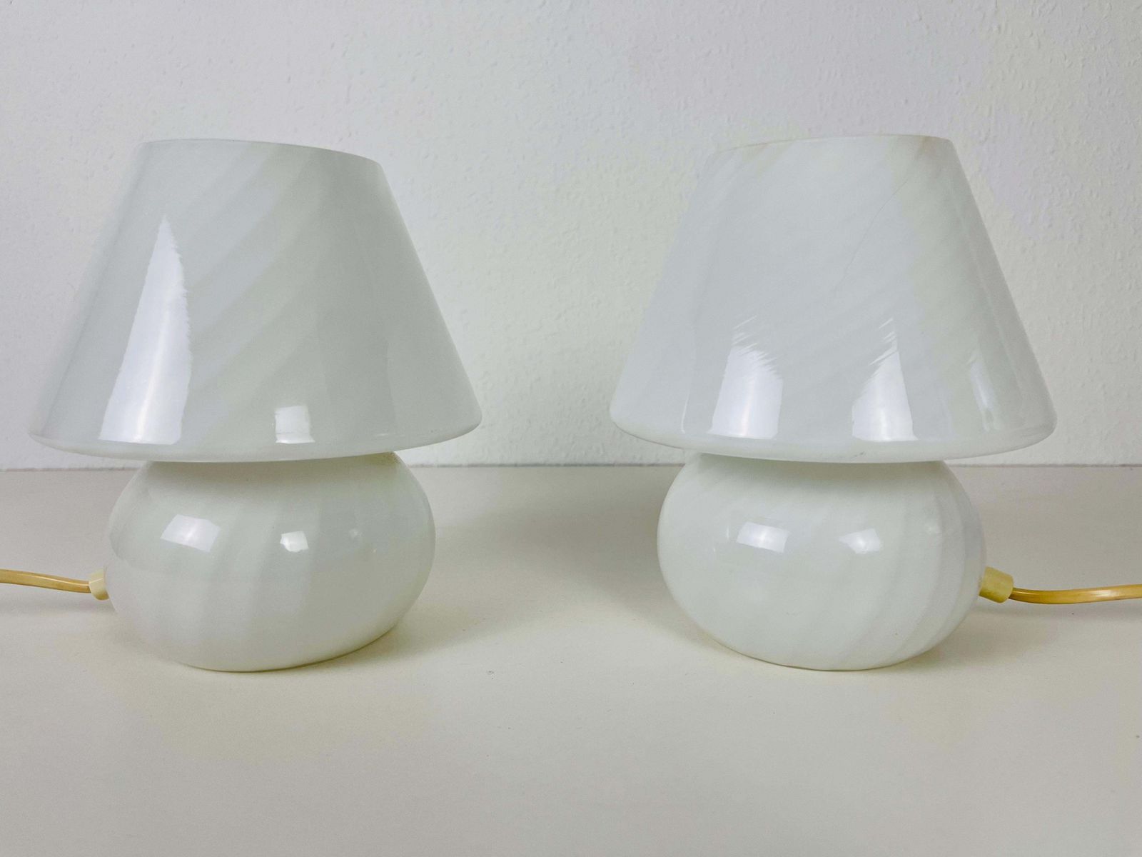 Pair Of Vetri D‘Arte Murano Glass Mushroom Table Lamps, Italy, 1970s