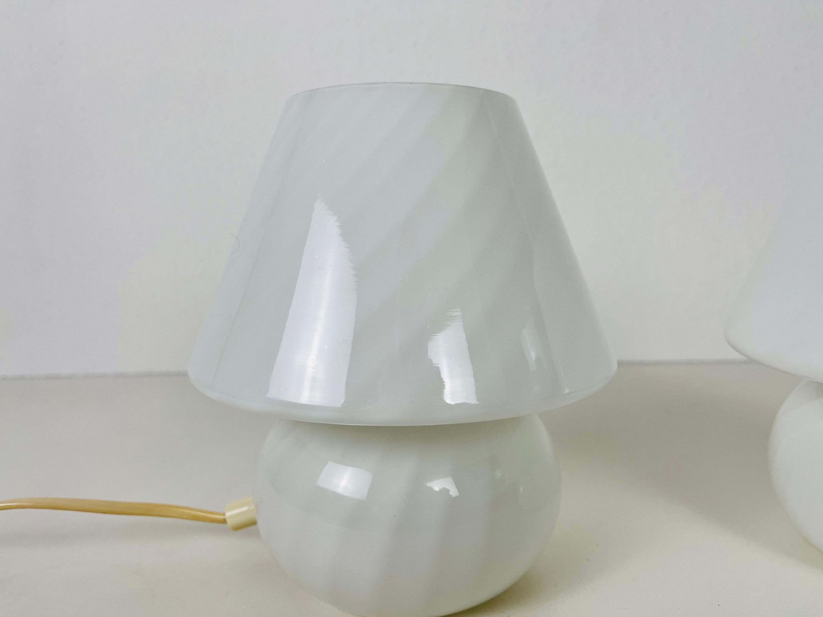 photo furniture Pair Of Vetri D‘Arte Murano Glass Mushroom Table Lamps, Italy, 1970s