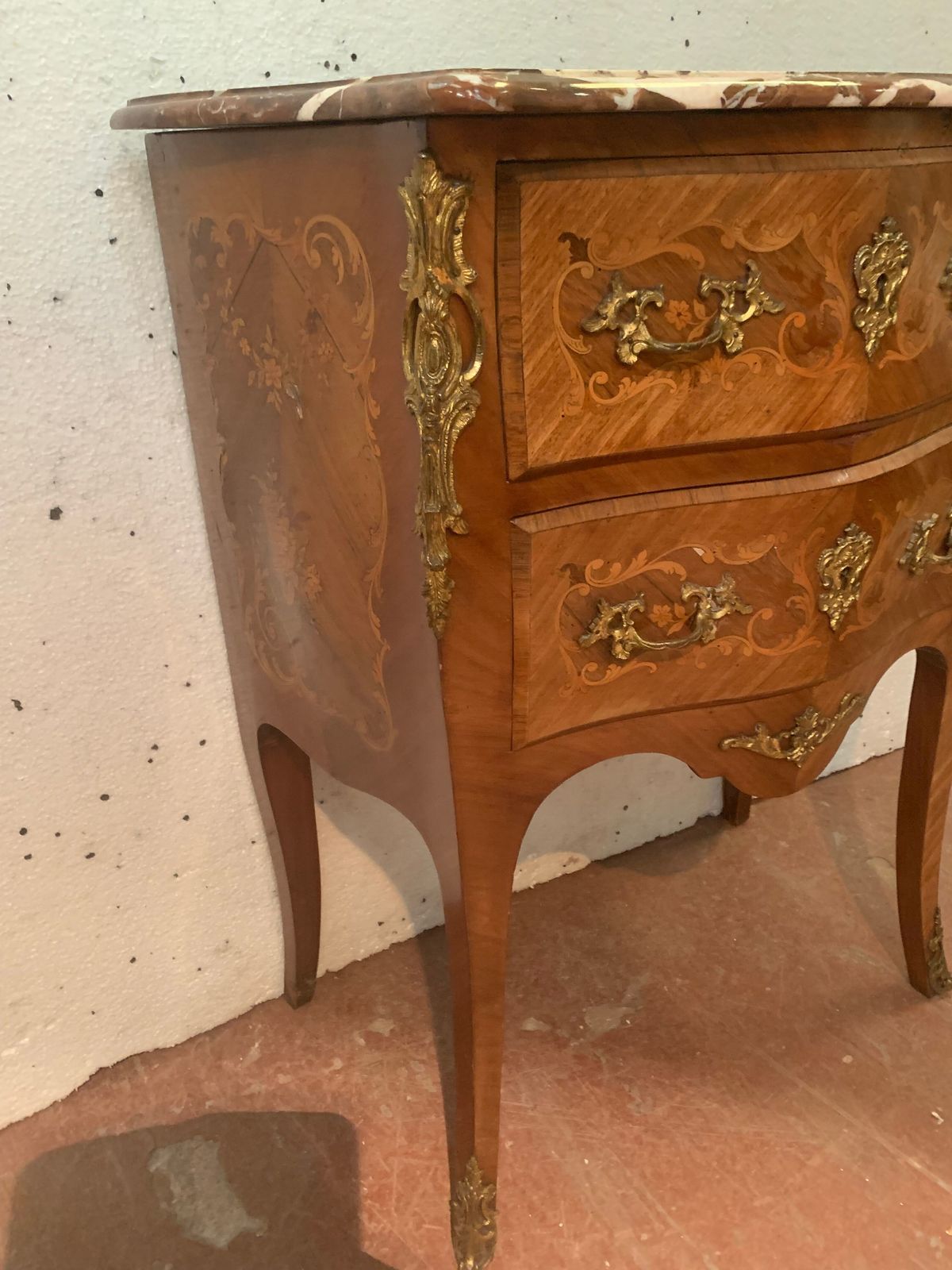 Curved Chest Of Drawers In Louis XV / XX Century Style Wood Veneer photo vintage