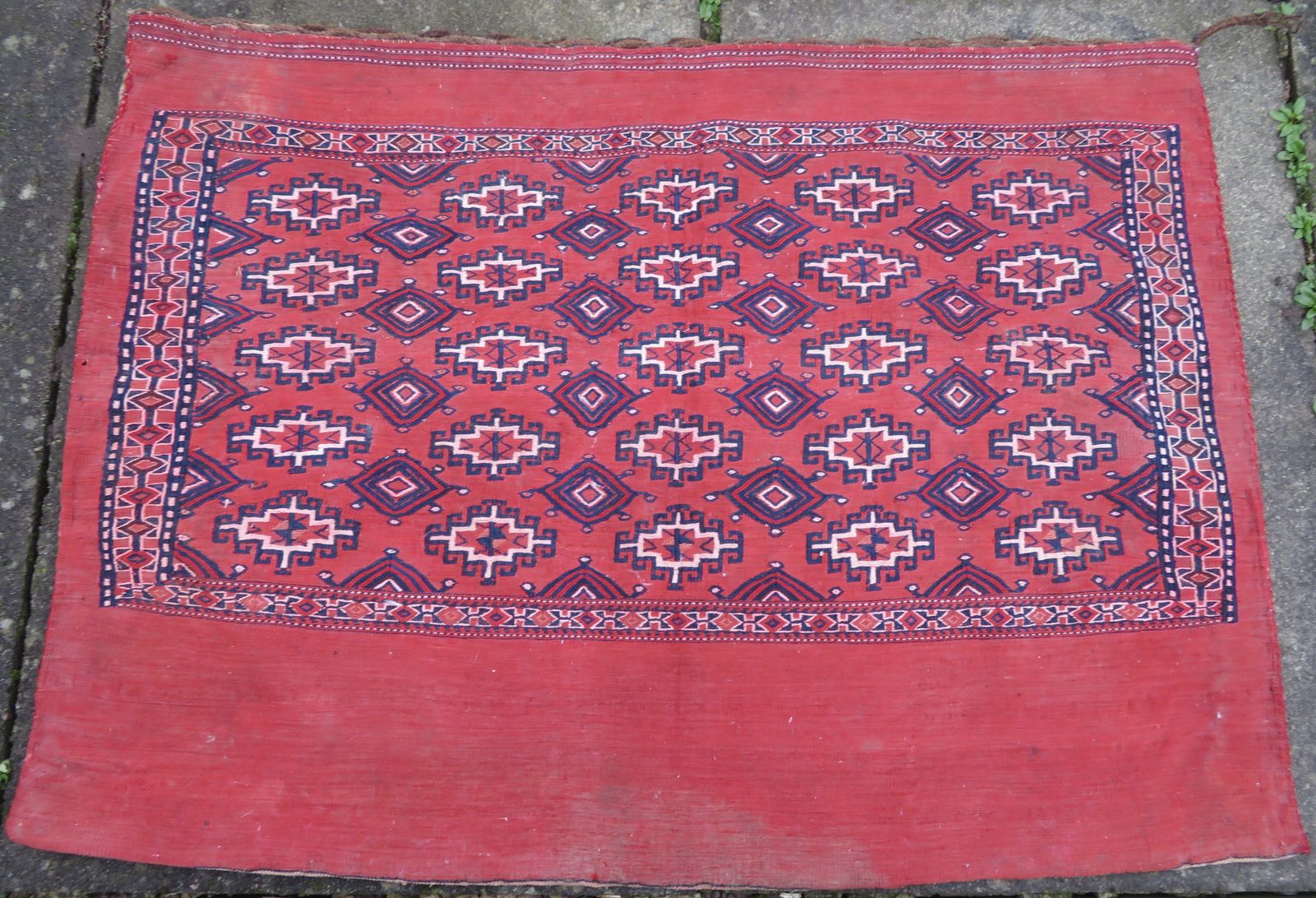 Early Antique Saryk Tekke Turkmen Chuval.Complete With Back.Flat Woven Details. Mid 19th Century .