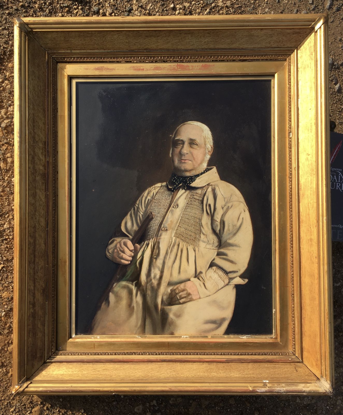A Warwickshire Farm   Unusual, Large And Impressive Framed Victorian Overpainted Photograph Folk Art Portrait photo furniture