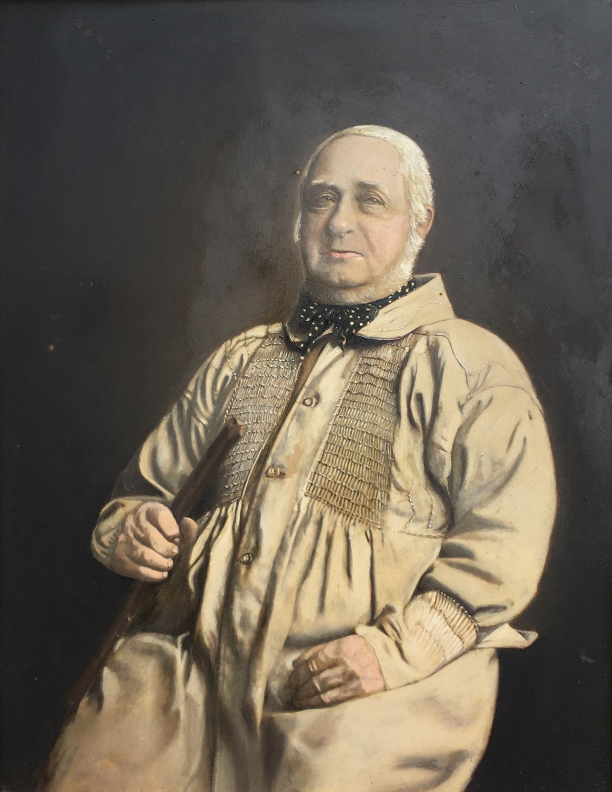A Warwickshire Farm   Unusual, Large And Impressive Framed Victorian Overpainted Photograph Folk Art Portrait photo for sale