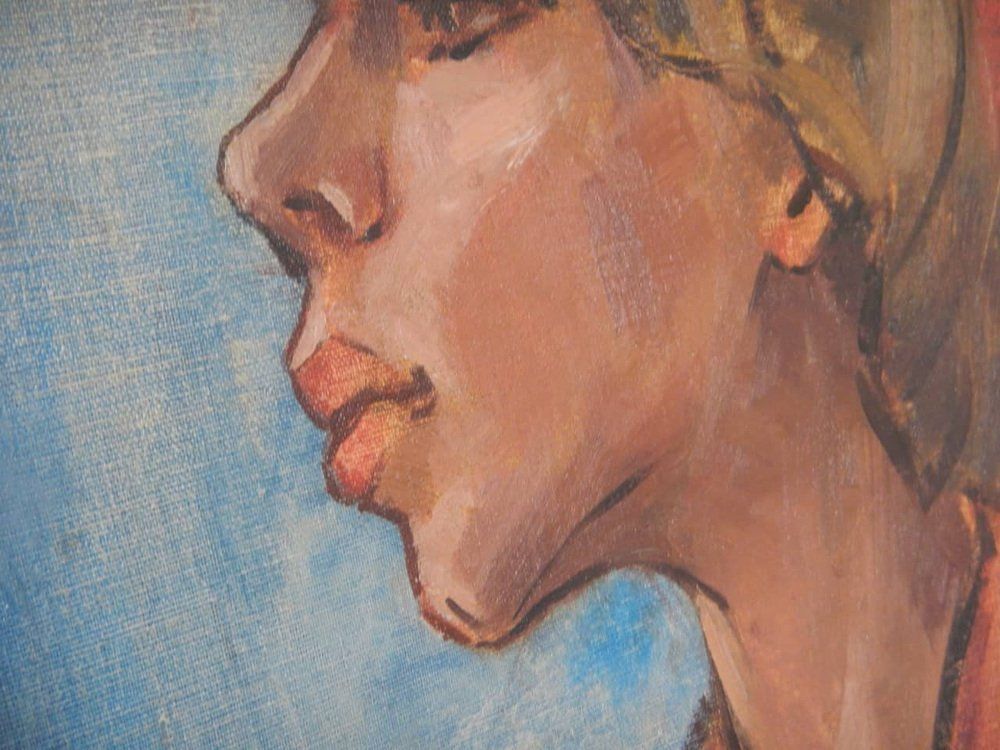 Mina Anselmi, Oil On Plywood, Woman, 1940s photo vintage