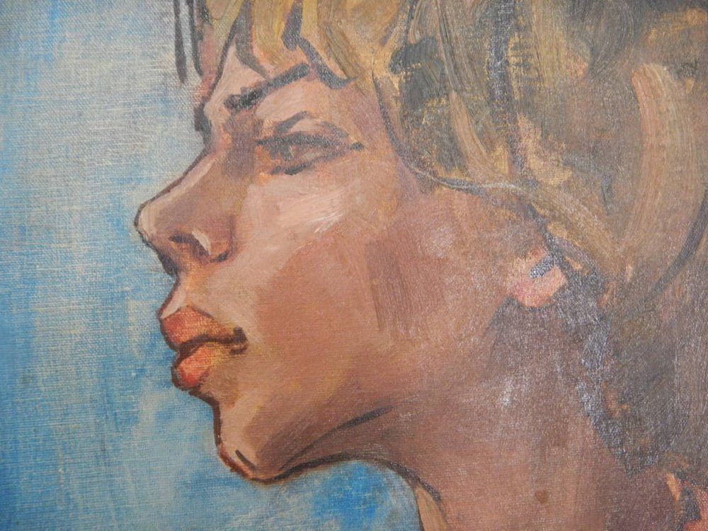 photo furniture Mina Anselmi, Oil On Plywood, Woman, 1940s