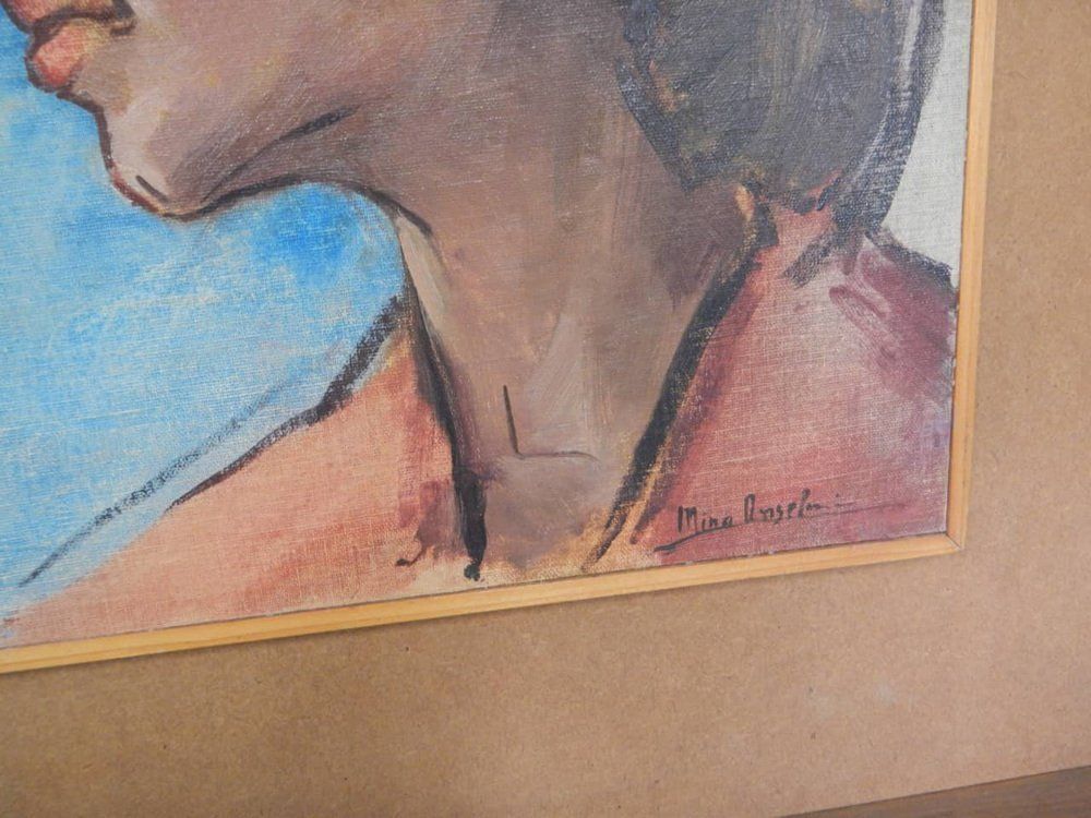 photo for sale Mina Anselmi, Oil On Plywood, Woman, 1940s