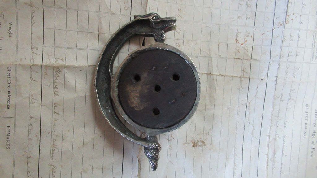 Highly Ornate Antique Brass Electric Doorbell Push   Mythical Creature Griffin / Dragon photo Home Fixtures