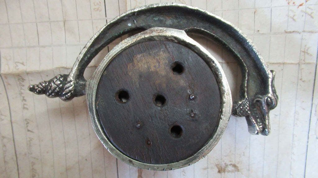 Highly Ornate Antique Brass Electric Doorbell Push   Mythical Creature Griffin / Dragon photo 468.0