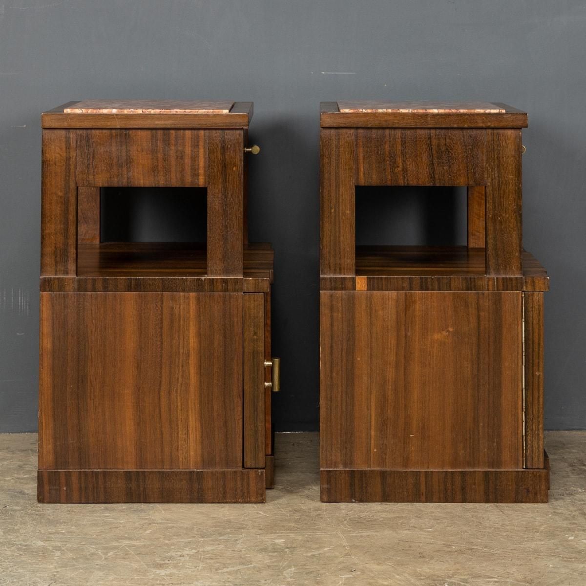 20th Century Italian Pair Of Kingwood & Marble Bedside Cabinets, C.1950 photo buy