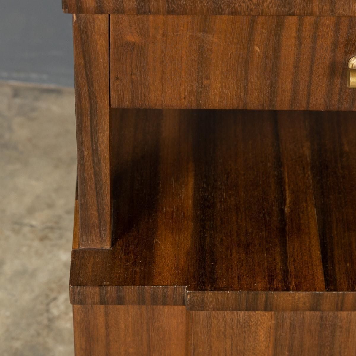photo vinterior 20th Century Italian Pair Of Kingwood & Marble Bedside Cabinets, C.1950