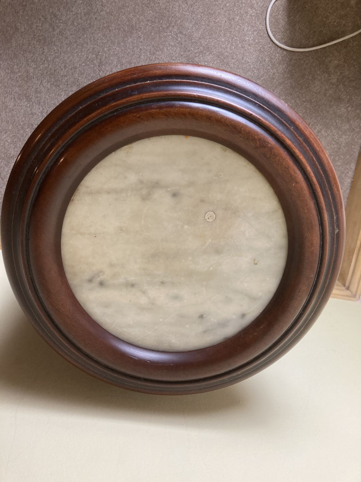 photo for sale Victorian Style, Marble Top, Mahogany Cylinder Bed Side Cabinet
