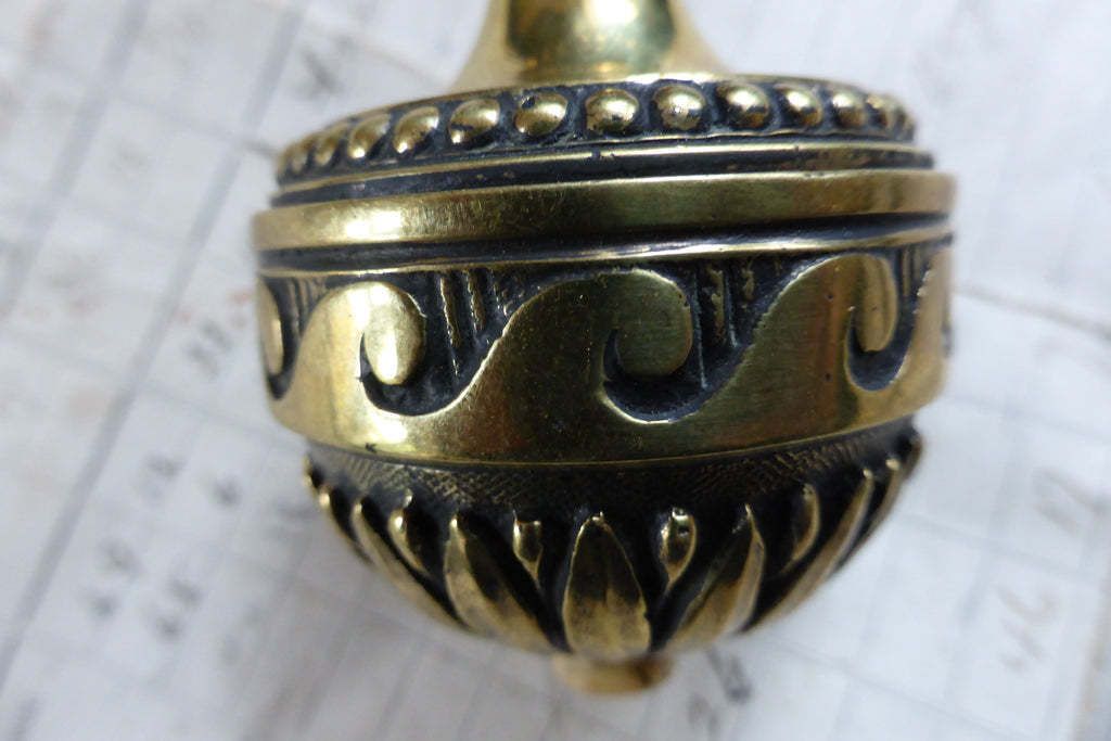 photo furniture Ornate Antique Brass & Bone Electric Butler Bell Box Push   Light Pull