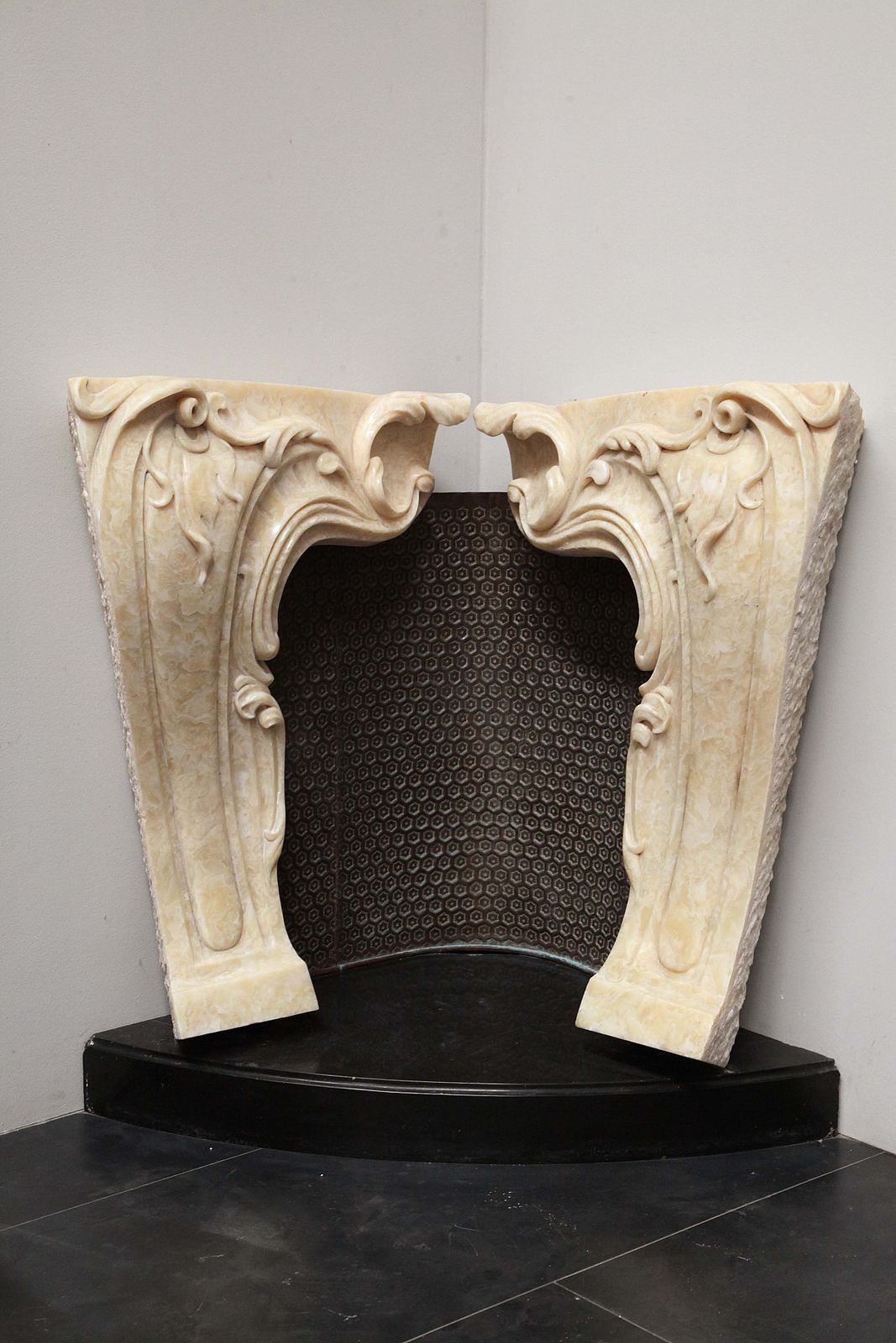 Honey Onyx Fireplace In Baroque Style, 1940s photo for sale