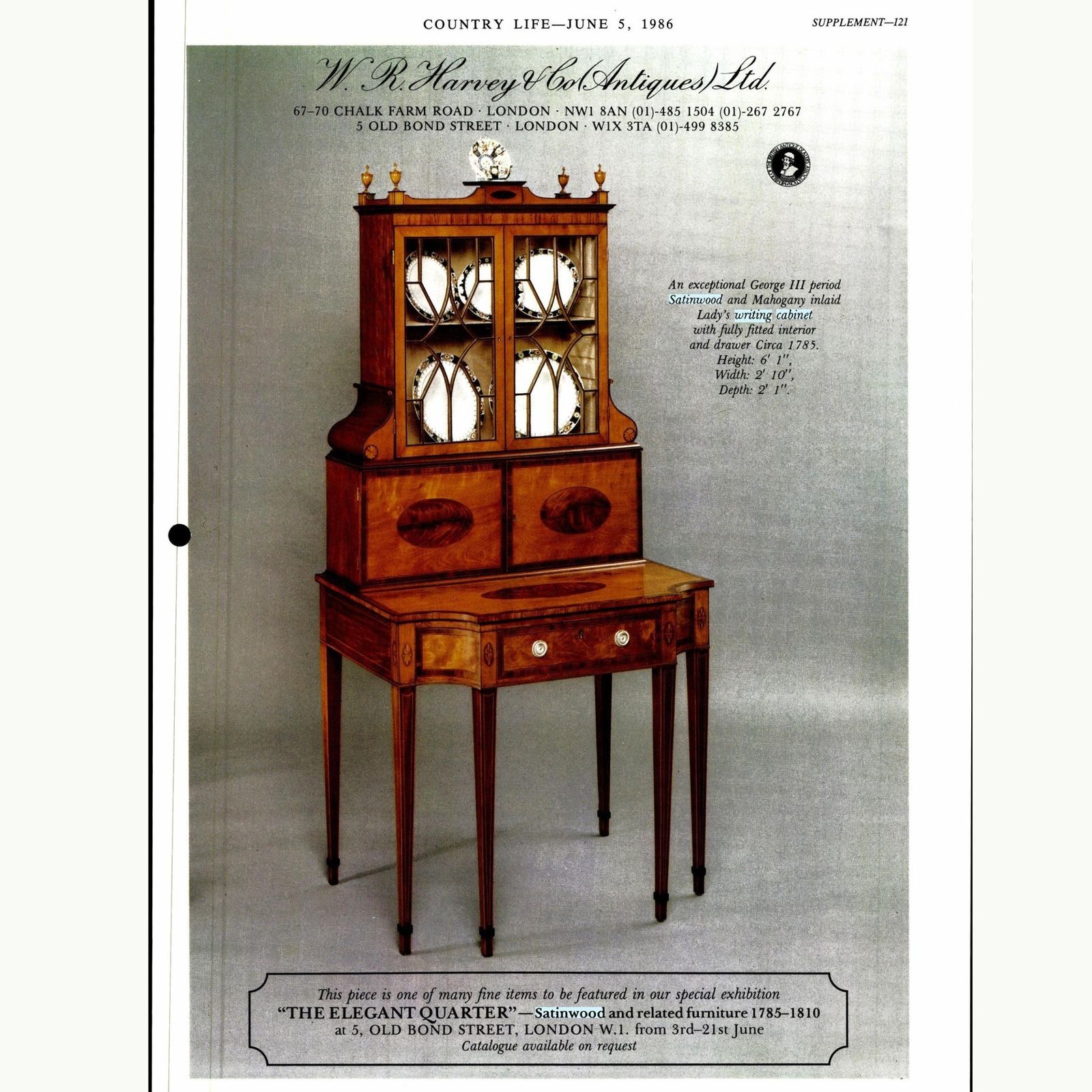 An Important 18th Century George III Satinwood And Sabicu Writing Cabinet photo vinterior