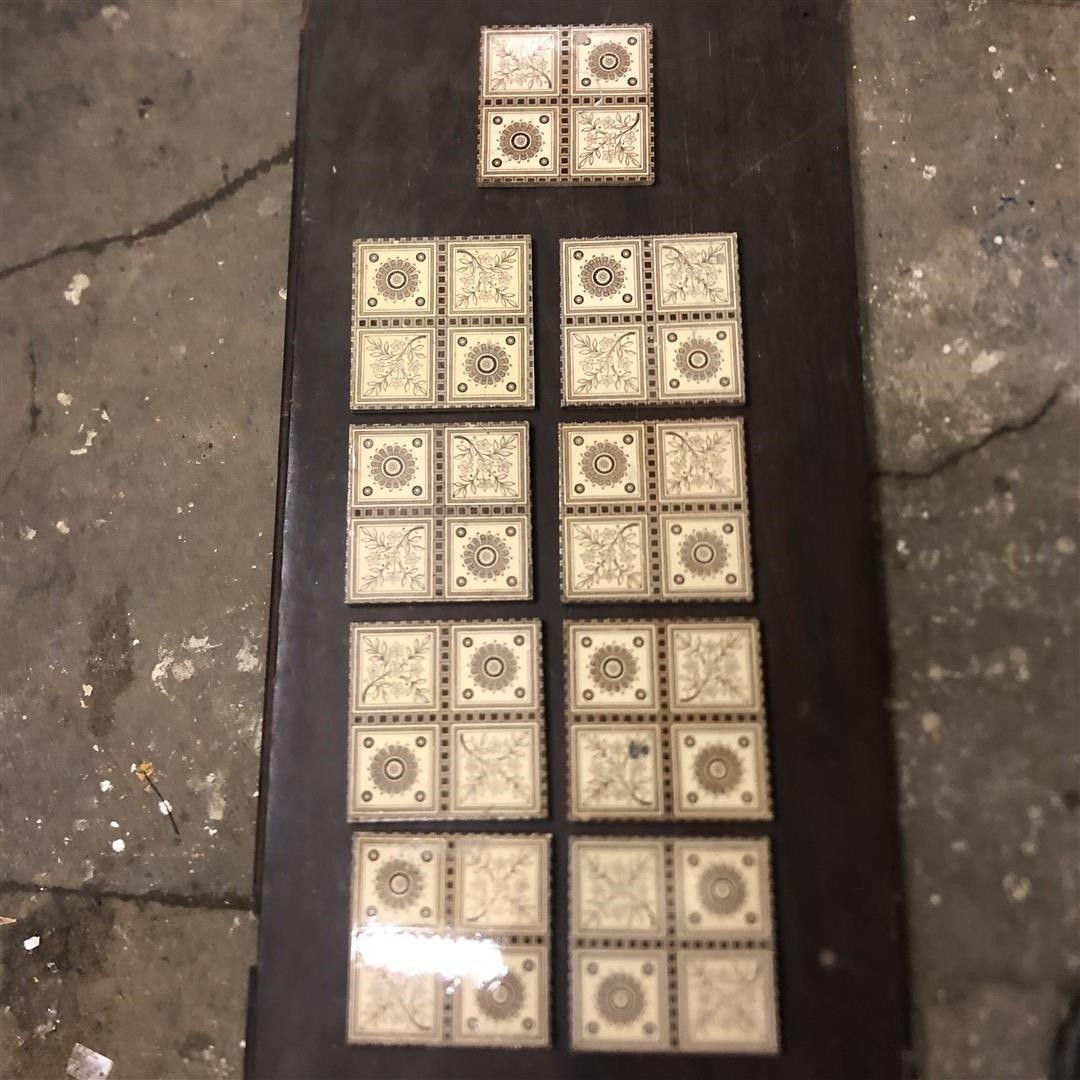 Nine Antique Ceramic Fireplace Tiles 1800's 0024 photo buy