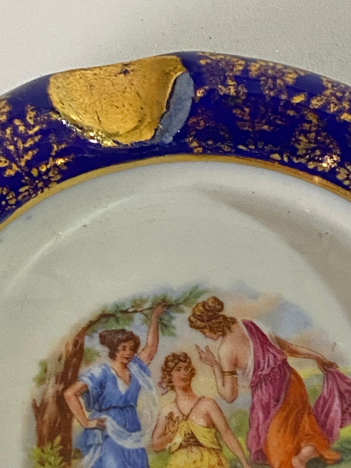 Early 20th Century, Ashtray In Porcelain, Hand Painting photo Art