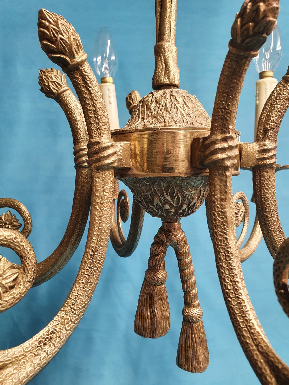 Second Half Of The 20th Century Brass Six Arm Chandelier photo 375.0