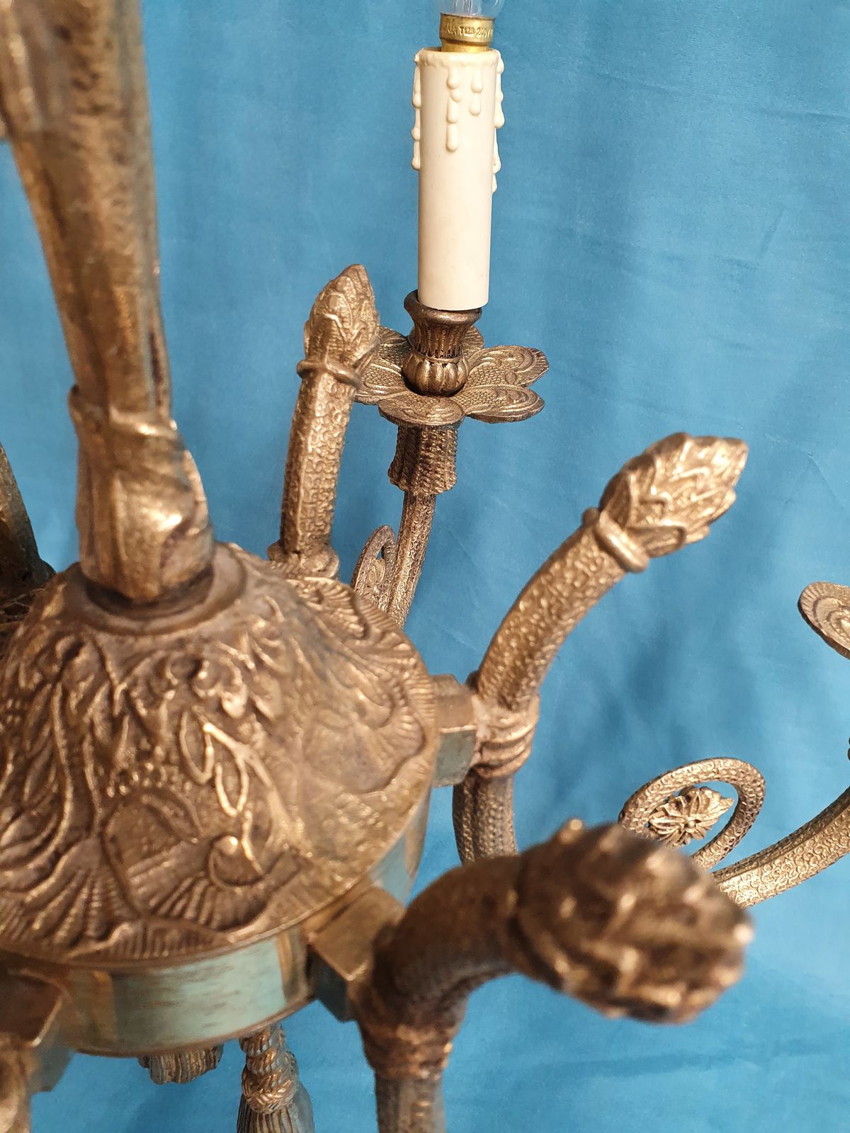 Second Half Of The 20th Century Brass Six Arm Chandelier photo buy
