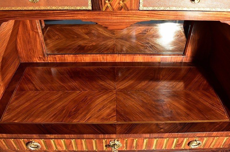 Small Cartonnier Buffet In Louis XV / Louis XVI Style Marquetry   Late 19th Century photo 6310.81