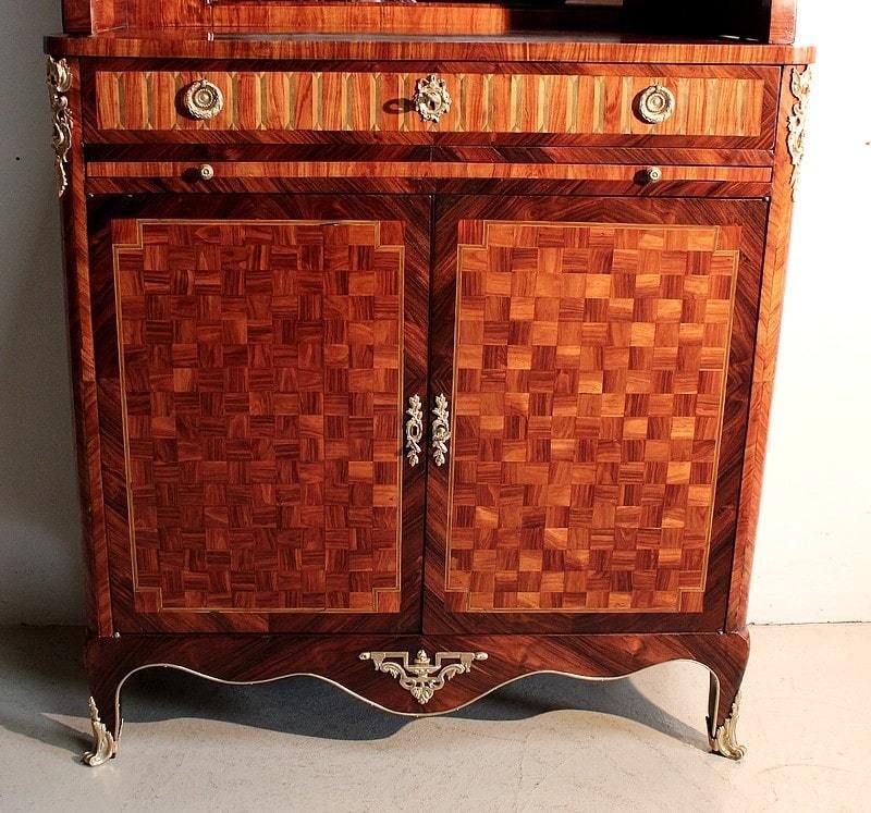 Small Cartonnier Buffet In Louis XV / Louis XVI Style Marquetry   Late 19th Century photo vinterior