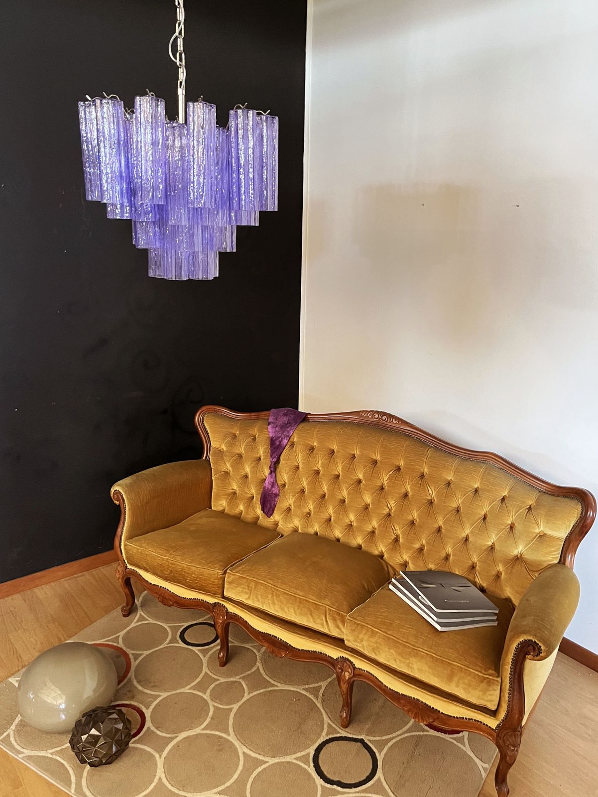 photo furniture Fantastic Murano Glass Tube Chandelier   36 Amethyst Glass Tube