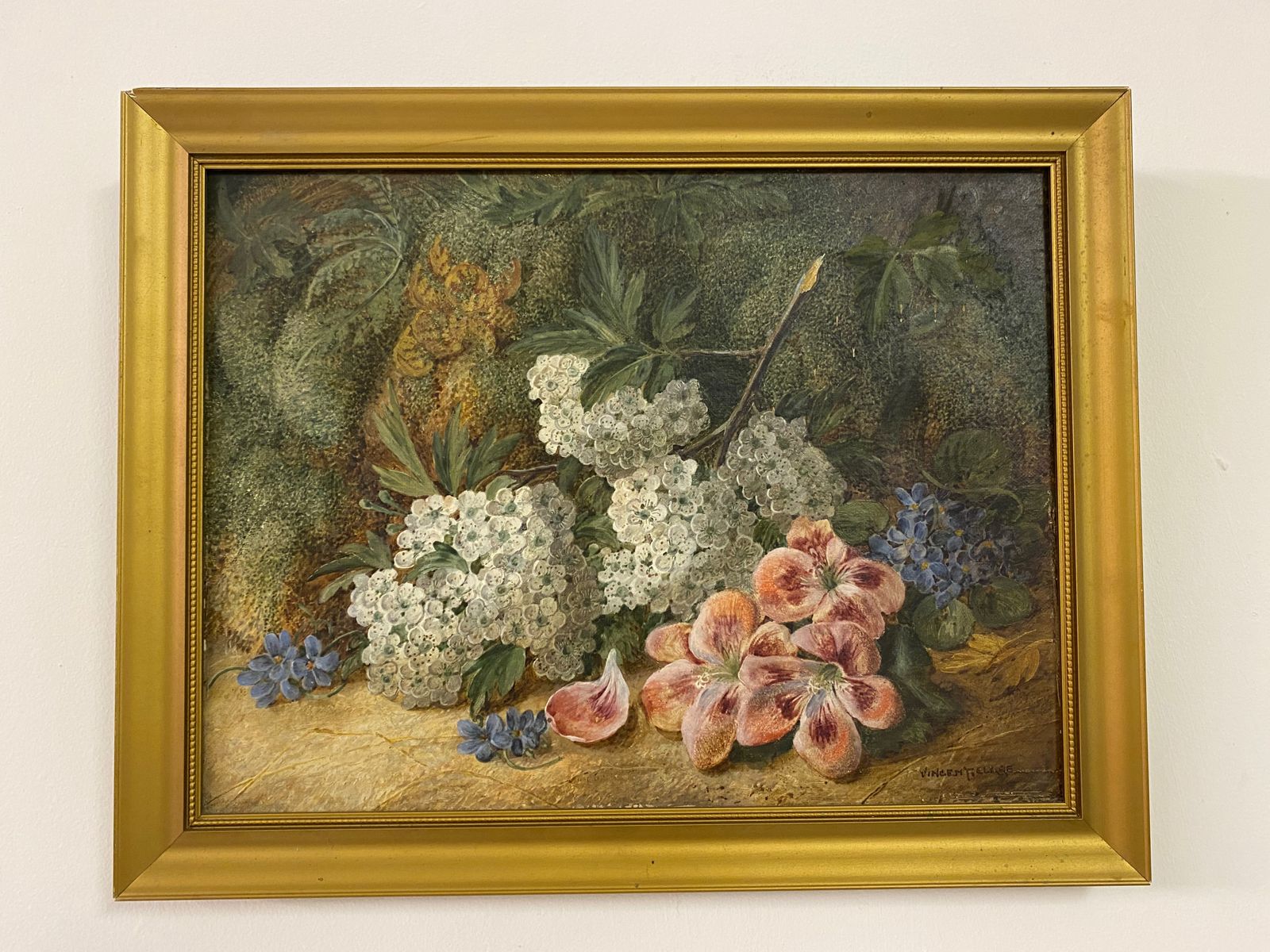 Botanical Still Life Oil On Canvas By Vincent Clare photo vintage