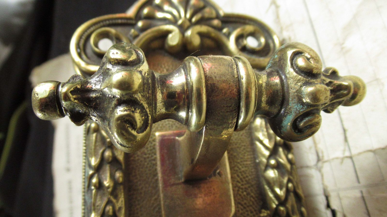 Ornate Scroll Brass Mechanical Door / Butler Bell Pull   Rococo photo 315.0