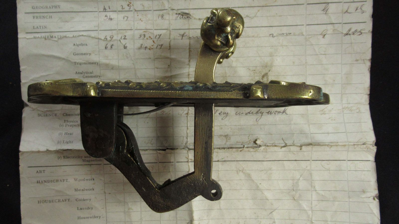 Ornate Scroll Brass Mechanical Door / Butler Bell Pull   Rococo photo vinterior