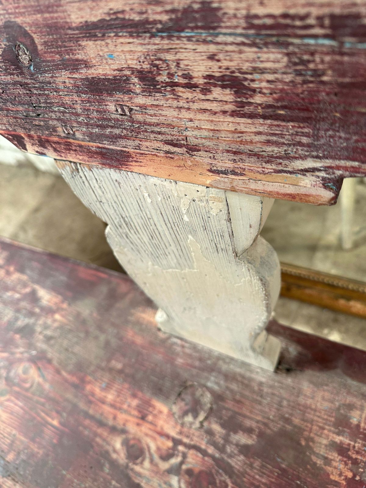 Beautiful Antique Swedish Gustavian Bench Original Dry Scraped Paintwork Circa 1800 photo for sale