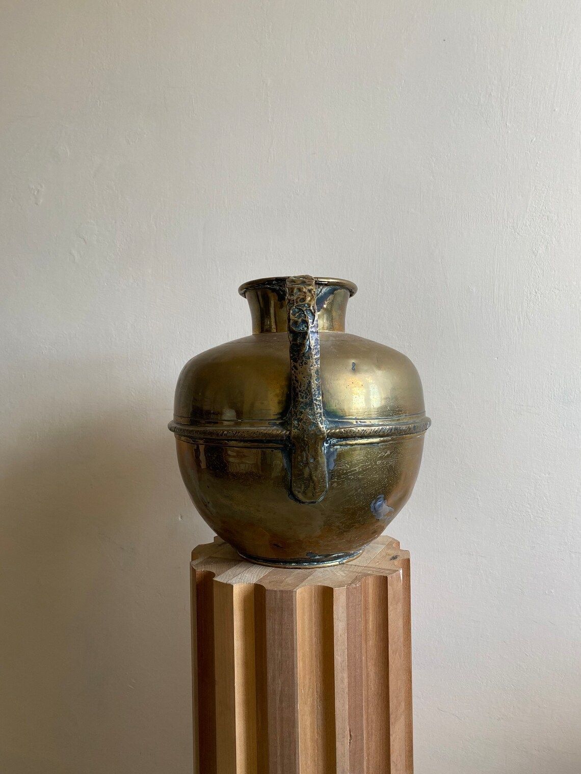 Antique Brass Water Jug Decorative Vase 19th Century North African Matt Gold Metal Vessel photo buy