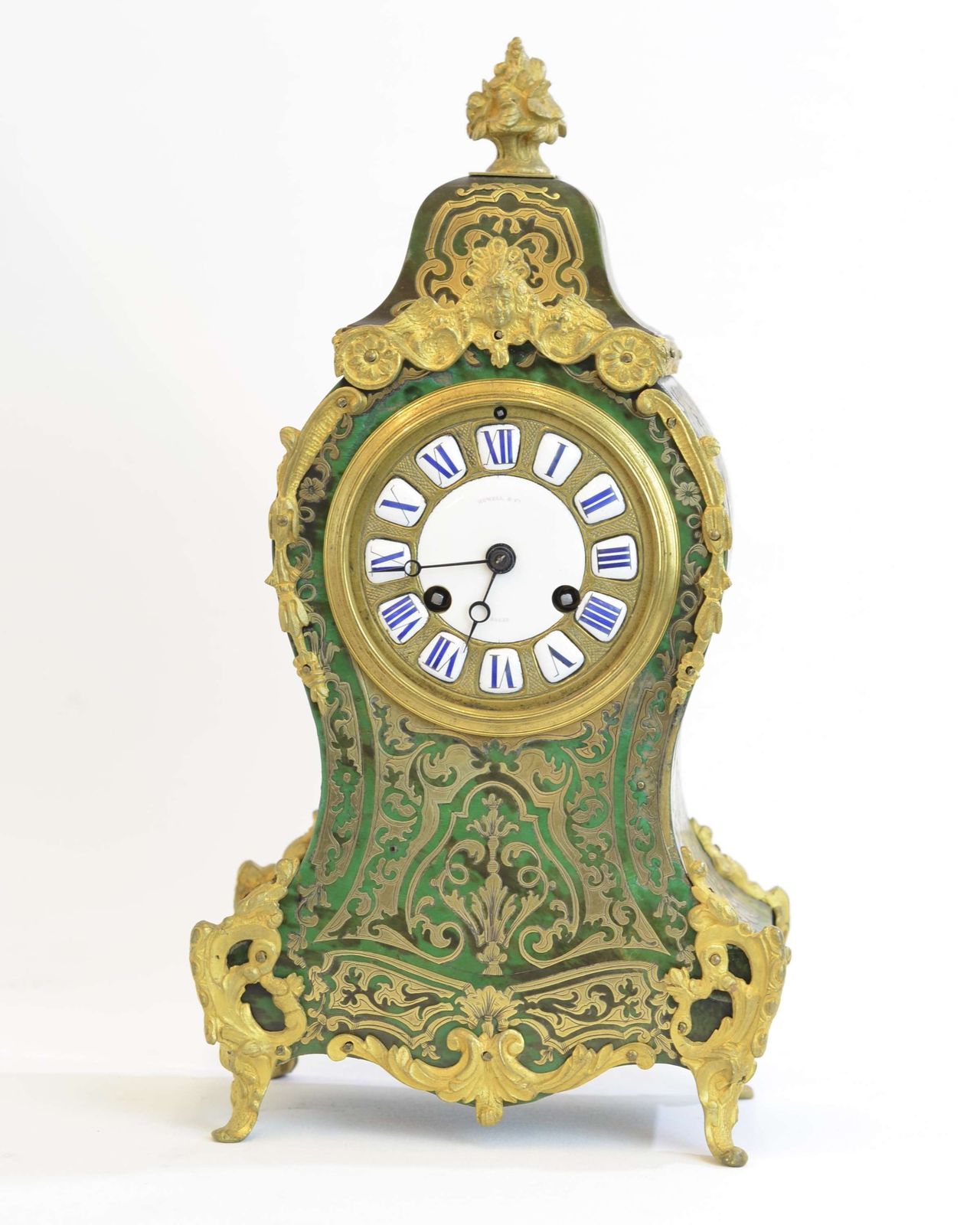 Howell & Co French Green Boulle Clock.19th Century